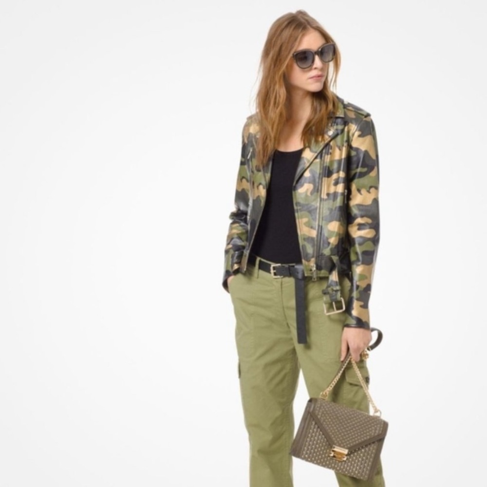 Michael Kors ~ Camouflage Leather Moto Jacket